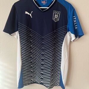 Puma Italy Blue and White Soccer Shirt